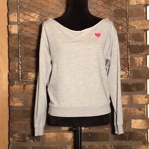 H&M distressed gray sweatshirt  mini heart  patch S